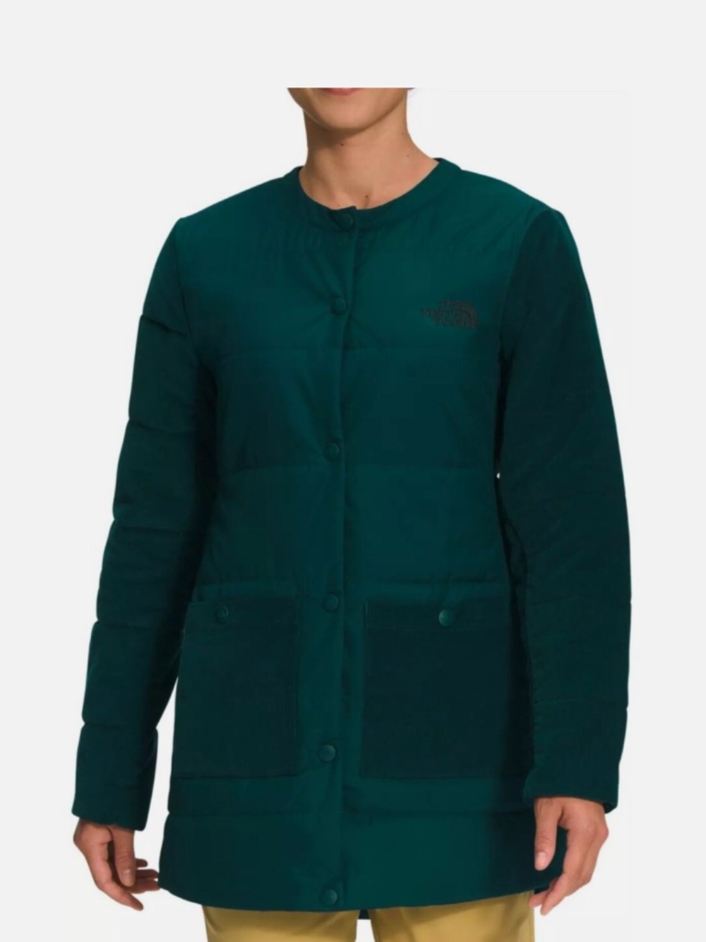 The North Face Women's Teal Quilted Snap-Front Jacket